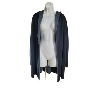 BNCI Blanc Noir Hooded reversible Cardigan W/ M Gray Wool Blend Longline LN/NWOT